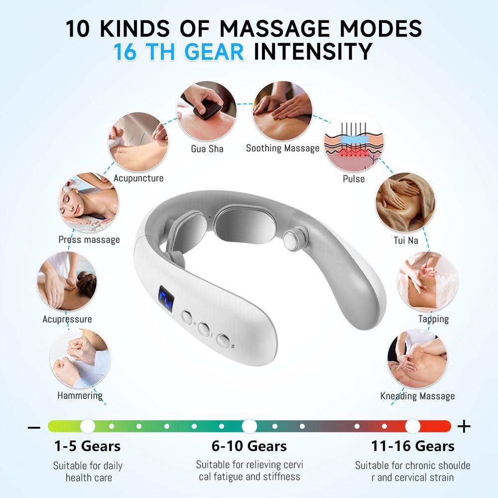 Wireless Neck Massager with Heat & 10 Modes
