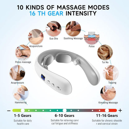 Wireless Neck Massager with Heat & 10 Modes