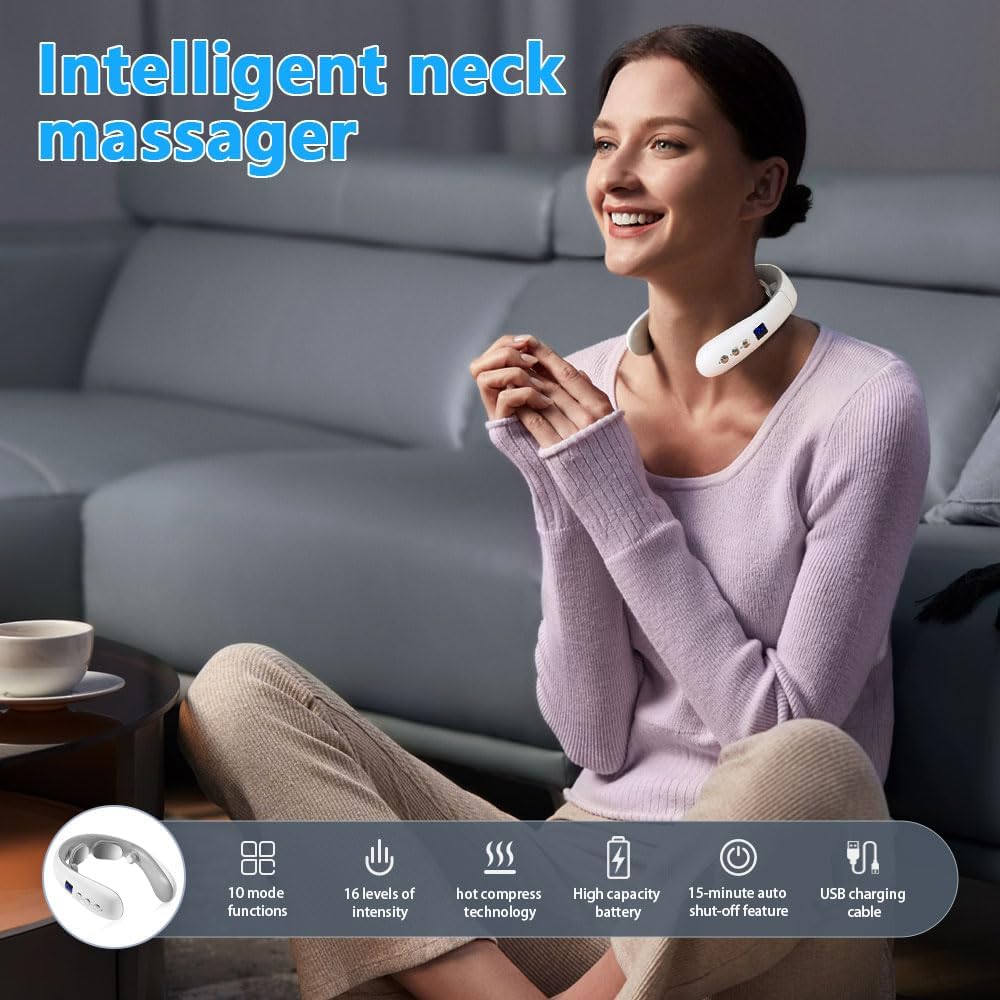 Wireless Neck Massager with Heat & 10 Modes