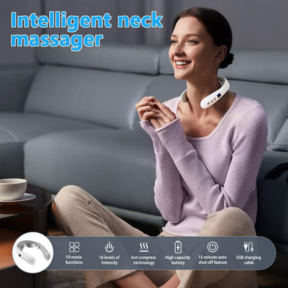 Wireless Neck Massager with Heat & 10 Modes