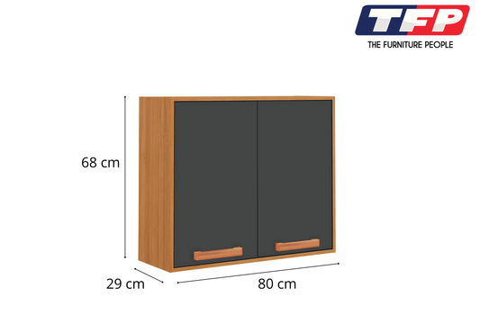 Best Flat Pack DIY Wooden Kitchen Wall Cabinet with 2 Doors 2 Shelves in Graphite and Cinnamon Finish - Napoles | Buy O