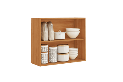 Best Flat Pack DIY Wooden Kitchen Wall Cabinet with 2 Doors 2 Shelves in Graphite and Cinnamon Finish - Napoles | Buy O