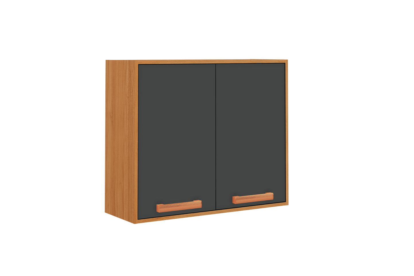 Best Flat Pack DIY Wooden Kitchen Wall Cabinet with 2 Doors 2 Shelves in Graphite and Cinnamon Finish - Napoles | Buy O