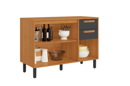 Best Base Kitchen Wooden CabinetCupboard with 3 Doors 2 Drawers in Cinnamon Finish - Napoles Graphite Flat Pack DIY | B