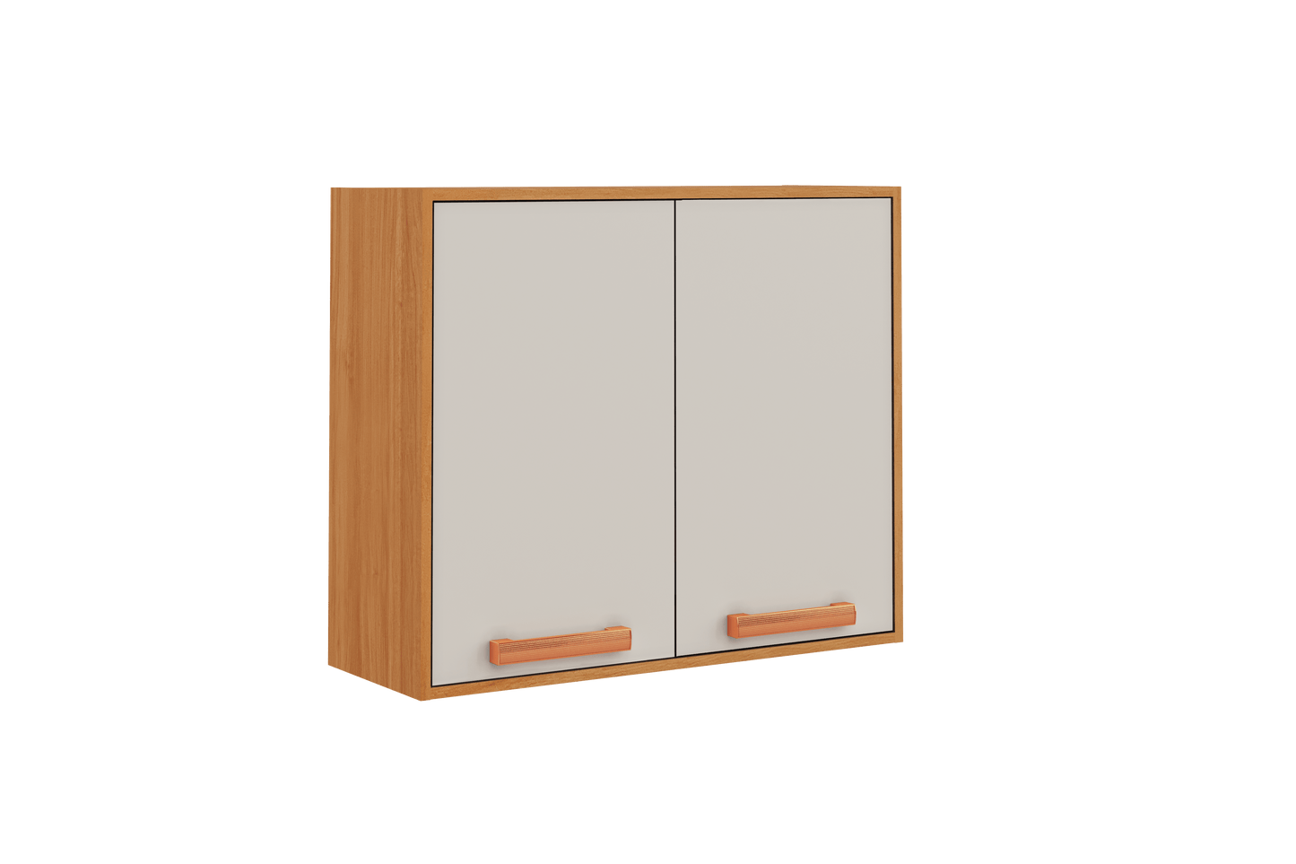 Best Flat Pack DIY Wooden Kitchen Wall Cabinet with 2 Doors 2 Shelves in White and Cinnamon Finish - Napoles | Buy Onli