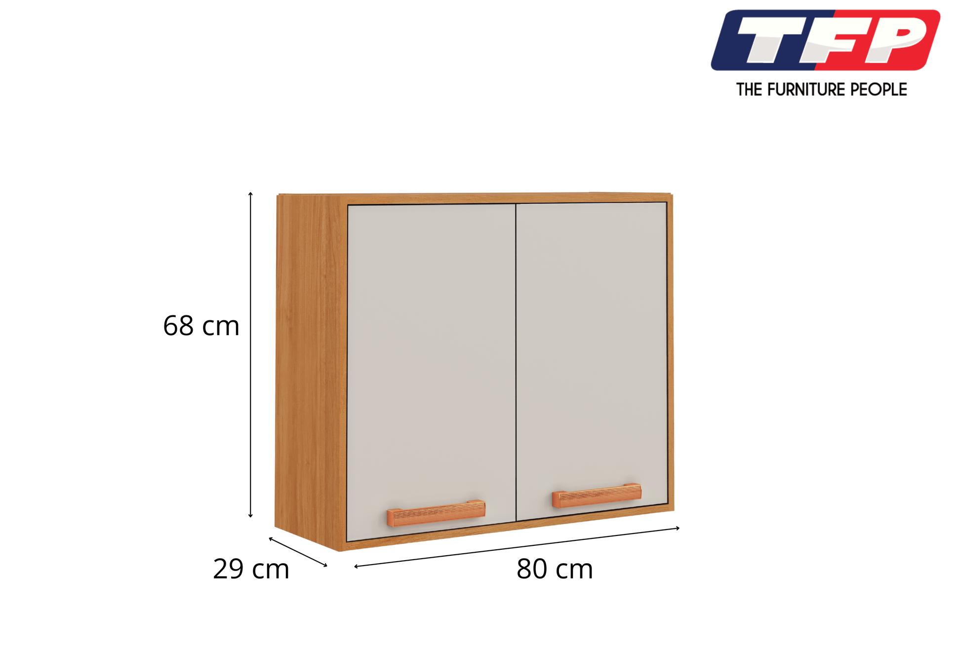 Best Flat Pack DIY Wooden Kitchen Wall Cabinet with 2 Doors 2 Shelves in White and Cinnamon Finish - Napoles | Buy Onli