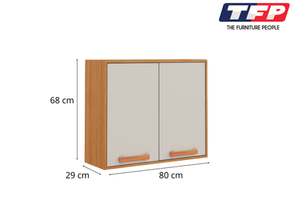 Best Flat Pack DIY Wooden Kitchen Wall Cabinet with 2 Doors 2 Shelves in White and Cinnamon Finish - Napoles | Buy Onli