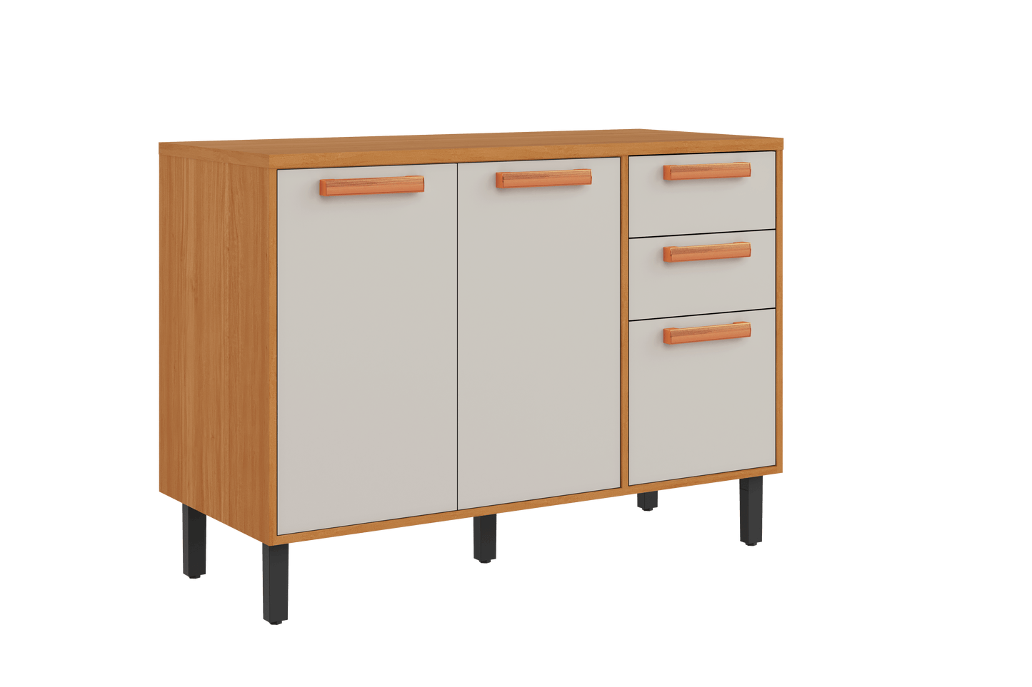 Best Base Kitchen Wooden CabinetCupboard with 3 Doors 2 Drawers in Cinnamon Finish - Napoles White Flat Pack DIY | Buy
