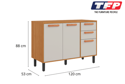 Best Base Kitchen Wooden CabinetCupboard with 3 Doors 2 Drawers in Cinnamon Finish - Napoles White Flat Pack DIY | Buy