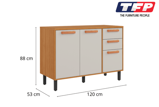 Best Base Kitchen Wooden CabinetCupboard with 3 Doors 2 Drawers in Cinnamon Finish - Napoles White Flat Pack DIY | Buy