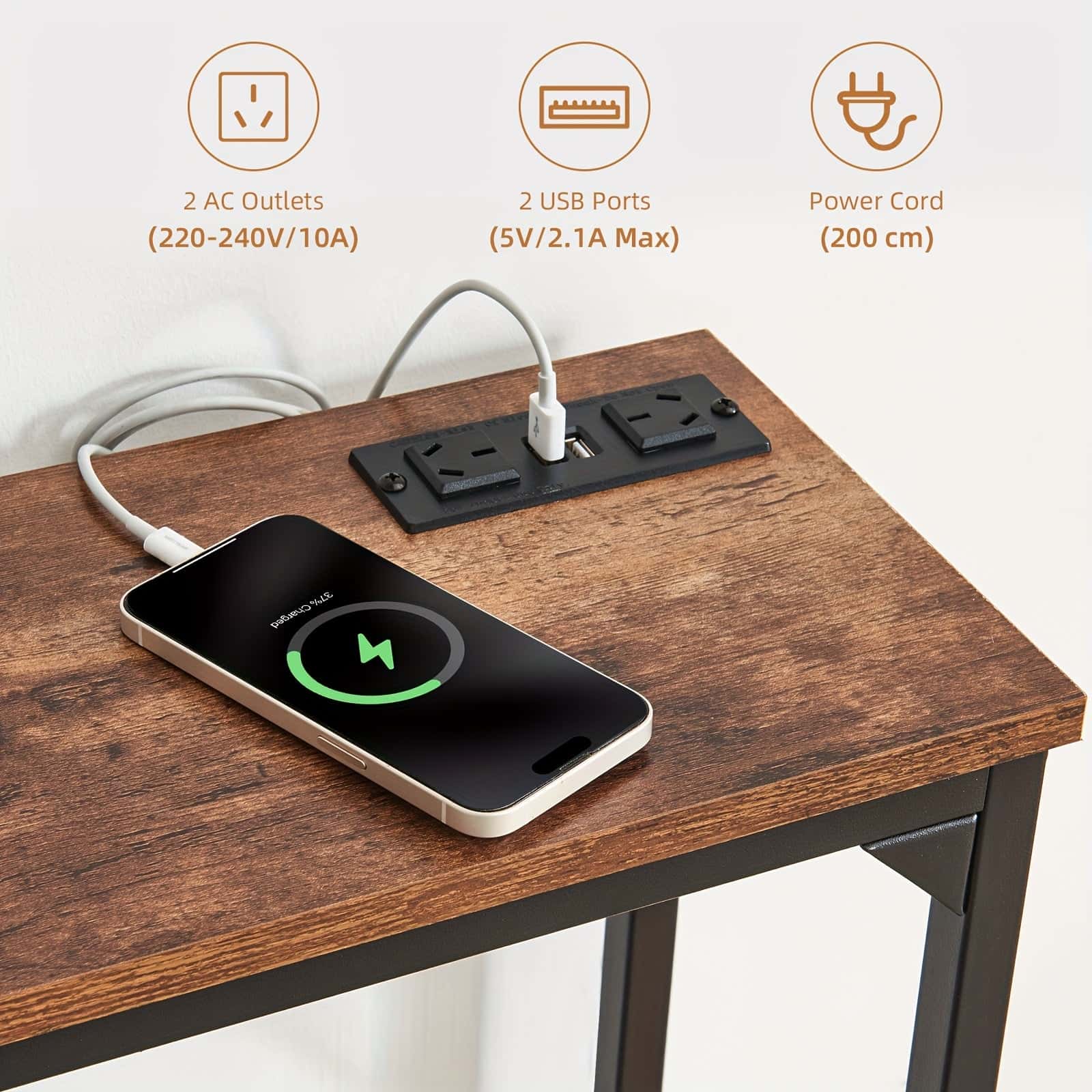Best 2 Tier Console Table with Power Outlets and USB Ports Wood Entryway Table with Charging Station Storage Shelf Narr