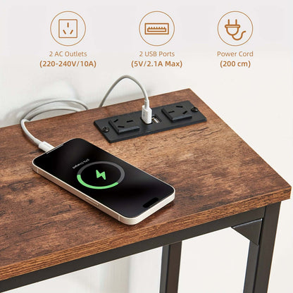 Best 2 Tier Console Table with Power Outlets and USB Ports Wood Entryway Table with Charging Station Storage Shelf Narr