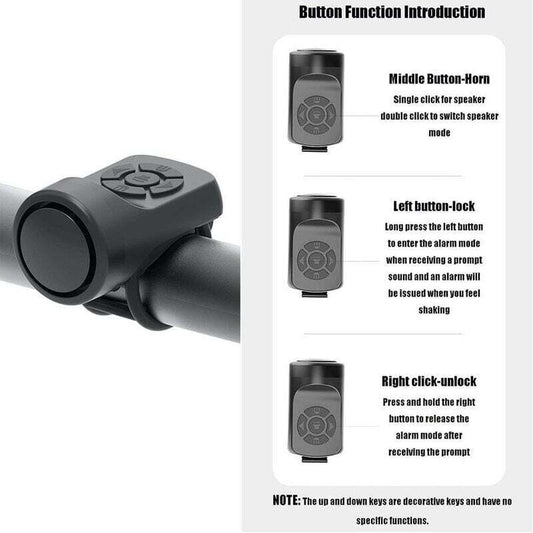 Electric Bicycle Horn 120dB, Portable USB Charging Rubberskin Bell