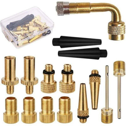 15 pcs Bicycle Valve Adapter Set Reducing Nozzles Tire Pump