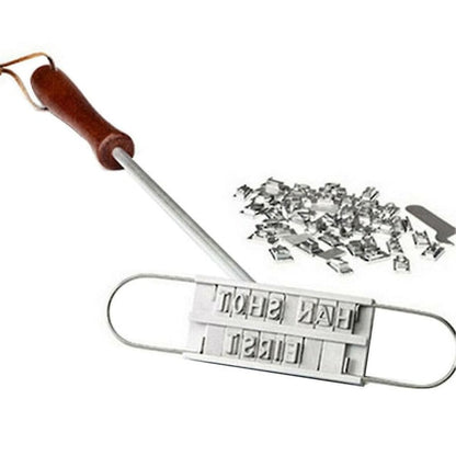 Barbecue Meat Stamp Wooden Handle DIY Steak Branding Tool