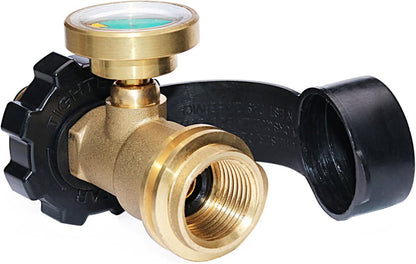 Universal Fit POL Propane Tank Adapter with Gauge - Converts POL LP Tank Service Valve to QCC1 / Type 1, Old to New Connection Type