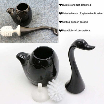 Swan Shape Toilet Brush Set, Toilet Brush Holder, Toilet Brush Holder And Stand, For Bathroom (Black)