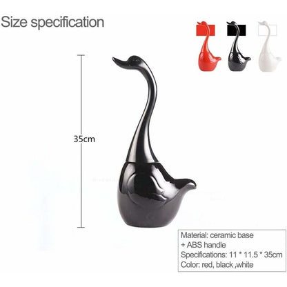 Swan Shape Toilet Brush Set, Toilet Brush Holder, Toilet Brush Holder And Stand, For Bathroom (Black)