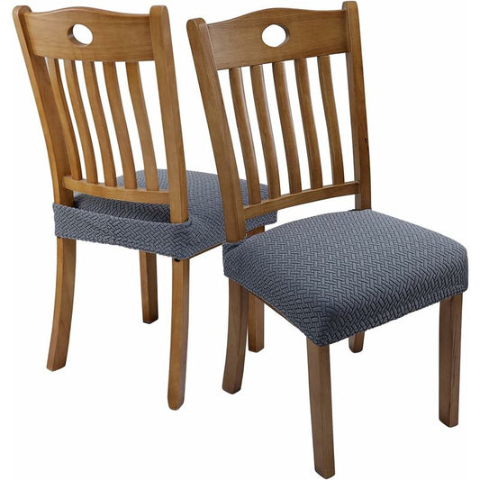 6 pcs Stretch Chair Covers Jacquard Embossed Removable Washable Seat Covers For Dining ROom Kitchen Office Hotel
