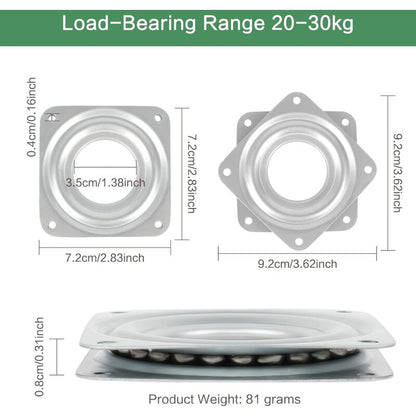 360 Degree ROtating Tray 6 Pieces Metal Turntable Tv Swivel Plate Square ROtating Plate 4 Ball Bearing Swivel Plate For