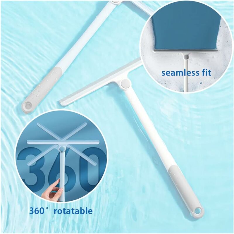 Silicone Shower Squeegee, White Shower Glass Squeegee, Multi-Purpose Silicone Squeegee For Windows, Mirrors, Glass,