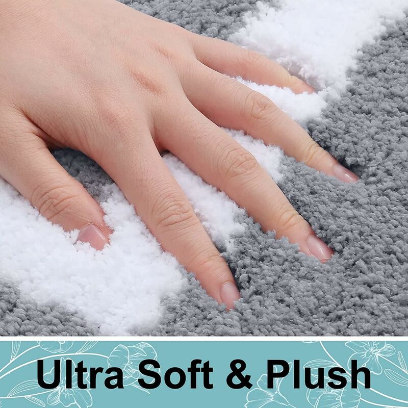 Non-Slip Bath Mat, Soft Microfiber Bathroom Mat, Absorbent High Pile Bath Mat, Machine Washableable - 40 X 60 Cm - Grey