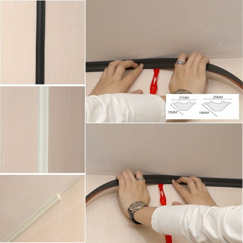 5 Meters Flexible Moulding Trim, Caulk Strips, Self-Adhesive, For Bathtub Corners, Toilets, Countertops, Baseboard,