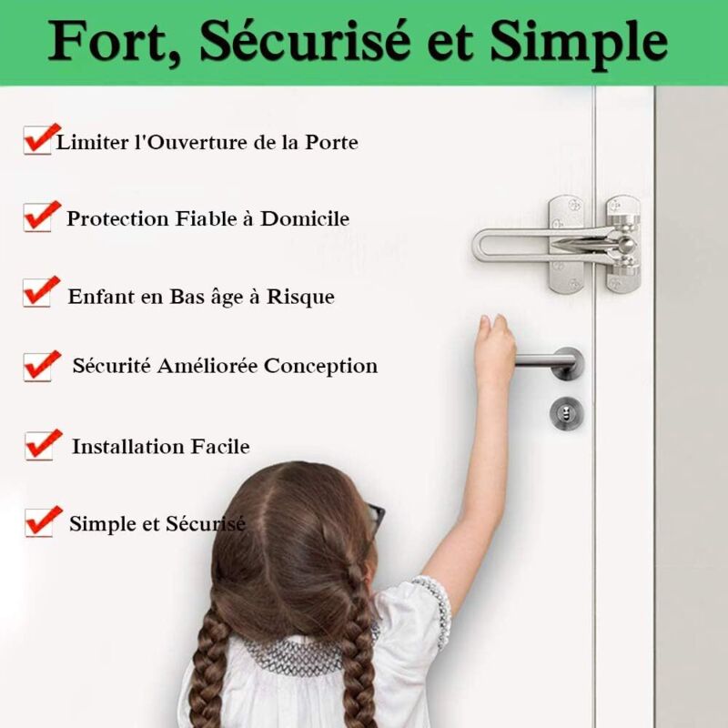 2Pack Security Door Lock Steel Window Guard Lock Entry Door Without Chain Lock Latch For Window Door