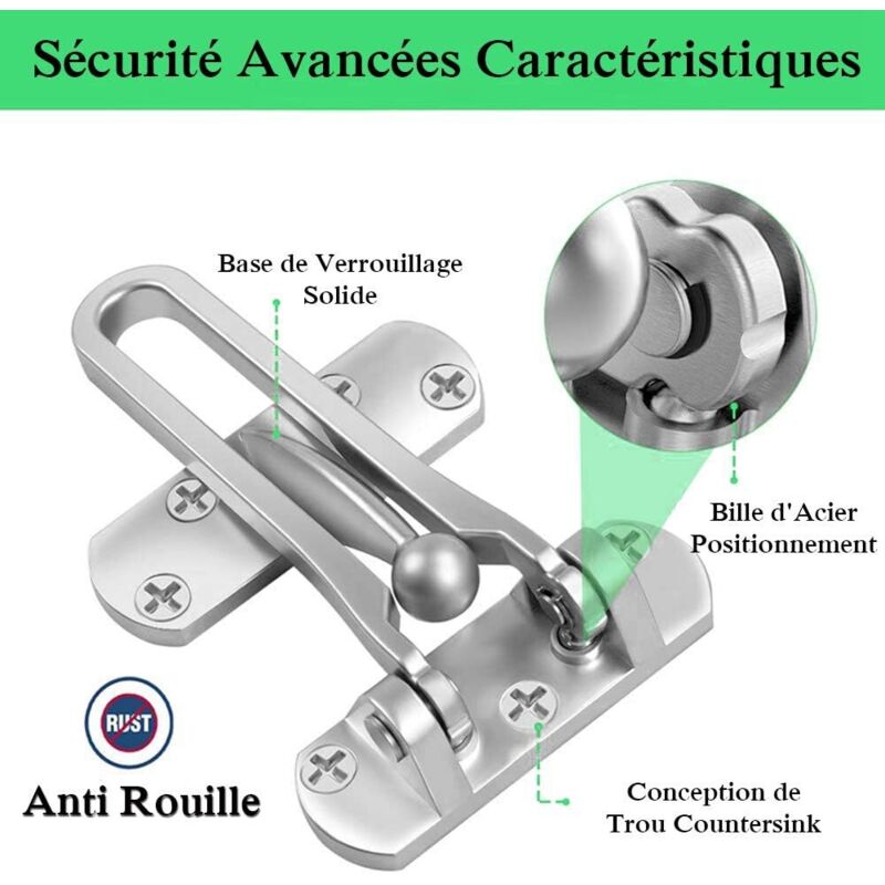 2Pack Security Door Lock Steel Window Guard Lock Entry Door Without Chain Lock Latch For Window Door