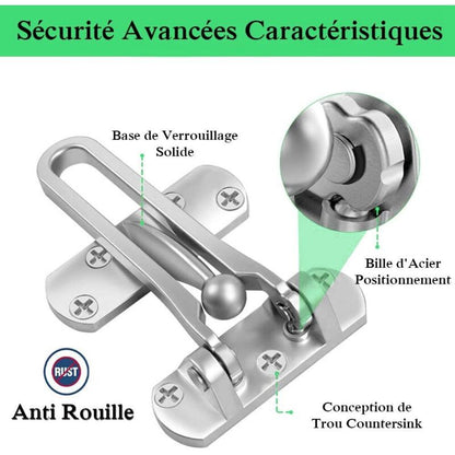 2Pack Security Door Lock Steel Window Guard Lock Entry Door Without Chain Lock Latch For Window Door