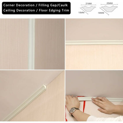 5 Meters Flexible Moulding Trim, Caulk Strips, Self-Adhesive, For Bathtub Corners, Toilets, Countertops, Baseboard,