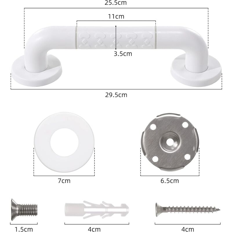 2 Stainless Steel Bathroom Grab Bars, 30Cm