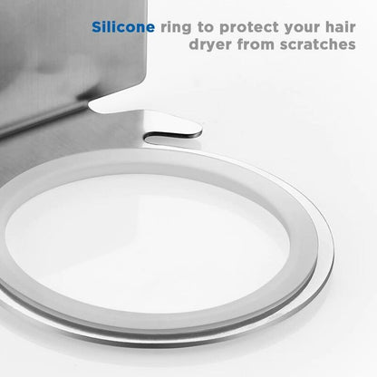 Hair Dryer Holder With Traceless Adhesive, Stainless Steel