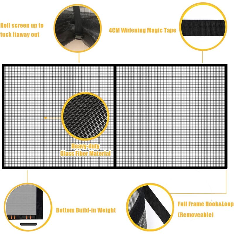 8Ftx7Ft Magnetic Garage Door Screen For 1 Car Garage Doors, Reinforced Fiberglass Garage Screen, Hands Free，Magnetic
