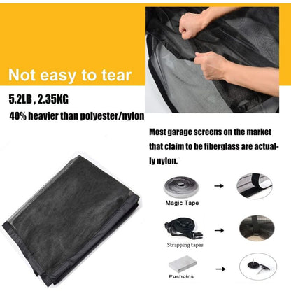 8Ftx7Ft Magnetic Garage Door Screen For 1 Car Garage Doors, Reinforced Fiberglass Garage Screen, Hands Free，Magnetic