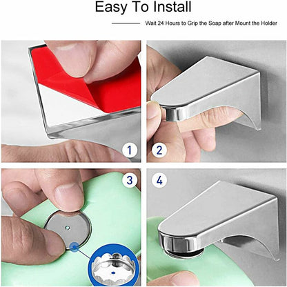 2 Pack Plastic Soap Dish Holder With 3M Magnetic Magnet, Wall Hanging Soap Holder, Easy To Use For Bathroom, Kitchen