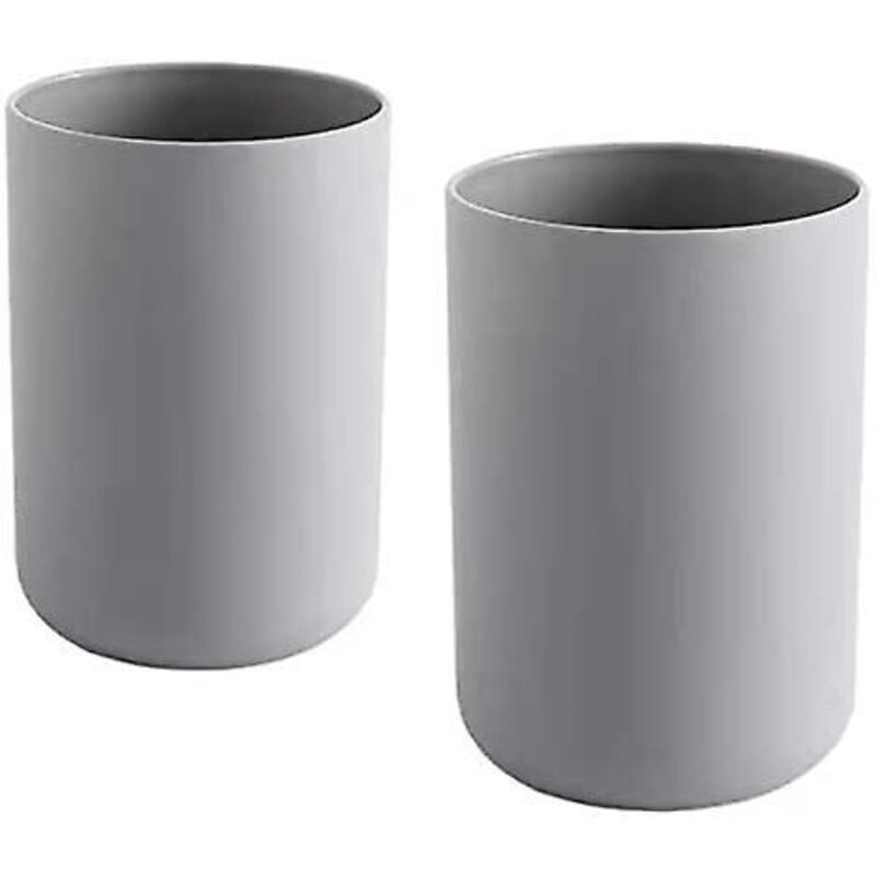 2 pcs Toothbrush Cups, Bathroom Toothbrush Holder, Mug, Plastic Cup 300Ml (Grey & Grey)