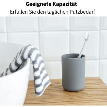 2 pcs Toothbrush Cups, Bathroom Toothbrush Holder, Mug, Plastic Cup 300Ml (Grey & Grey)