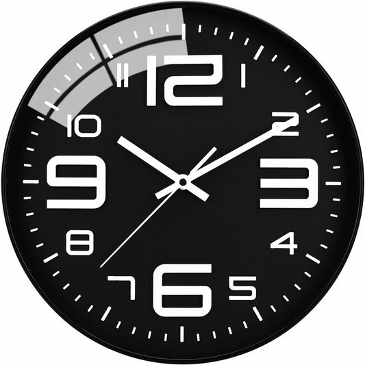 Silent Clock, 30Cm Quartz Silent Clocks, Battery Powered, Modern Style Designed For Home, Office And School (Black)