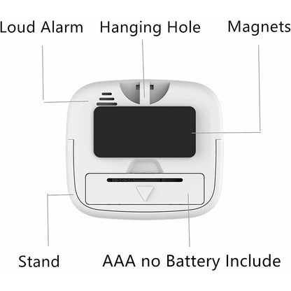 Magnetic Kitchen Timer With Large Lcd Display, With Stopwatch, Loud Alarm And Countdown, White