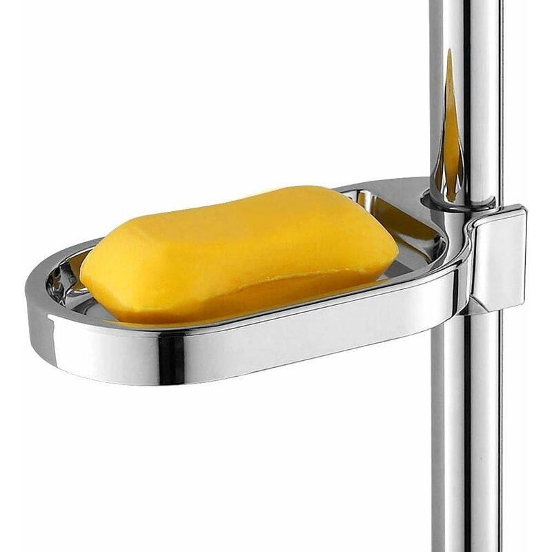 Shower Soap Tool, Abs Soap Dish Soap Holder Clip-On Tray Adjustable Flat Rail Practical Bathroom Gadget