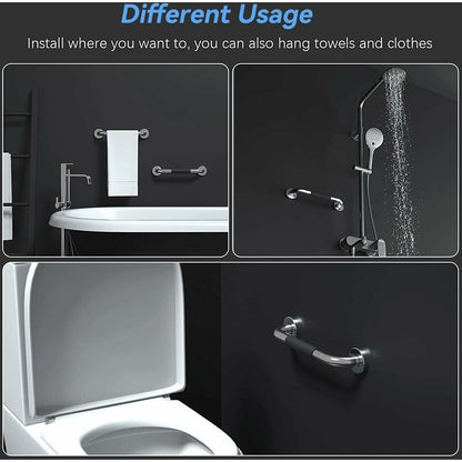 Black Safety Bathtub 40Cm, Non-Slip, Wall-Mounted Stainless Steel Grab Bar, For Bathroom Toilet Handle For