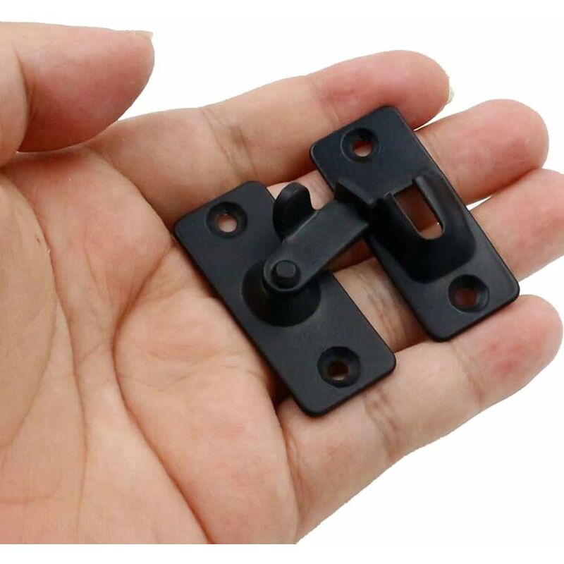 90 Degree Right Angle Stainless Steel Door Lock, Used For Wooden Fences, Doors And Windows, Sliding Doors (Black)