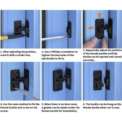 90 Degree Right Angle Stainless Steel Door Lock, Used For Wooden Fences, Doors And Windows, Sliding Doors (Black)