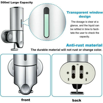 Wall Mounted Soap Dispenser - Manual Soap Dispenser For Kitchen, Bathroom, Shampoo, Shower Gel (500Ml)