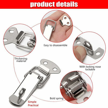 6 pcs Lever Latch Spring Loaded Catch, 72Mm Toggle Spring Loaded Latch With Hook For Cabinet, Box, Drawer, Cupboard,