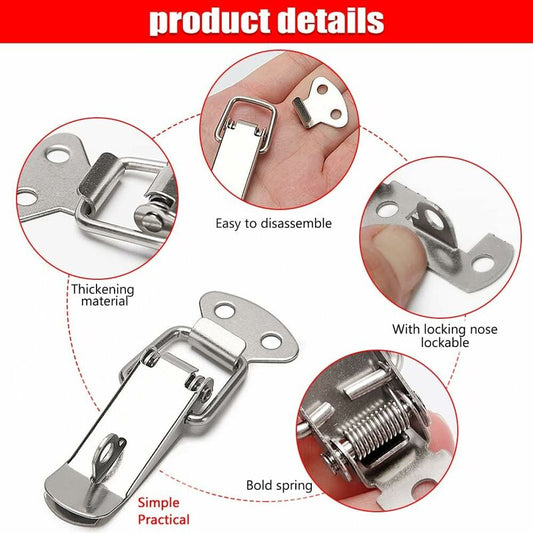 6 pcs Lever Latch Spring Loaded Catch, 72Mm Toggle Spring Loaded Latch With Hook For Cabinet, Box, Drawer, Cupboard,