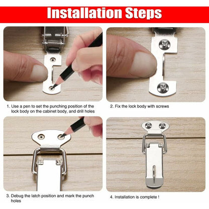 6 pcs Lever Latch Spring Loaded Catch, 72Mm Toggle Spring Loaded Latch With Hook For Cabinet, Box, Drawer, Cupboard,