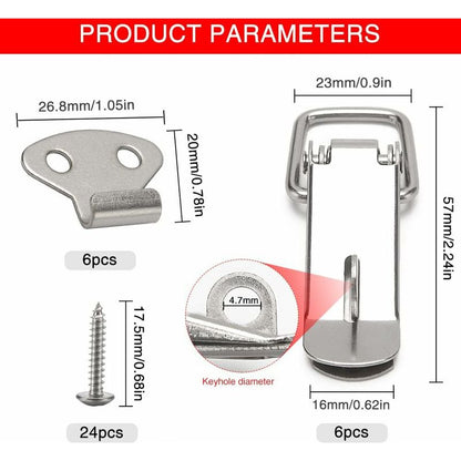 6 pcs Lever Latch Spring Loaded Catch, 72Mm Toggle Spring Loaded Latch With Hook For Cabinet, Box, Drawer, Cupboard,