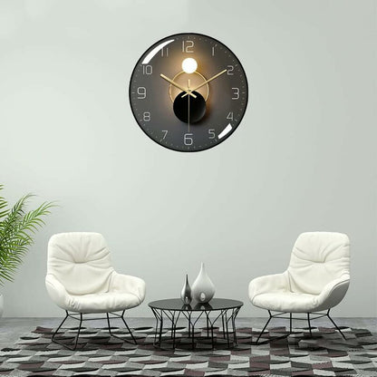 Modern Silent Wall Clock, 30Cm Diameter ROund Digital Quartz Wall Clock, Suitable For Living ROom, Office, Bedroom,